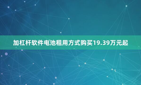 加杠杆软件电池租用方式购买19.39万元起